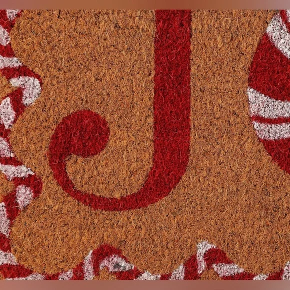 NEW Festive 'Joy' Coir Doormat with Candy Cane Design - Picture 3 of 3